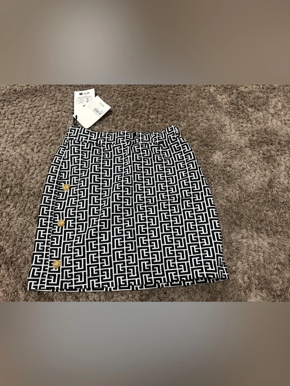 BALMAIN Girls Monogram Logo Skirt in Black